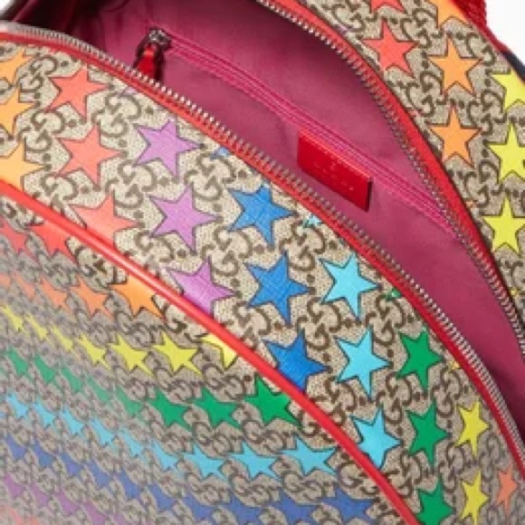 GUCCI Rainbow Star Print Backpack - Picture 3 of 4
